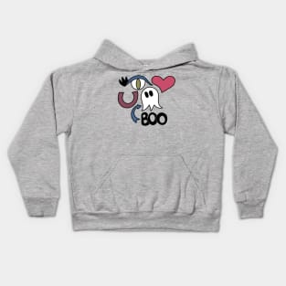 Cute Eye Love You Boo Cartoon Text Art Kids Hoodie